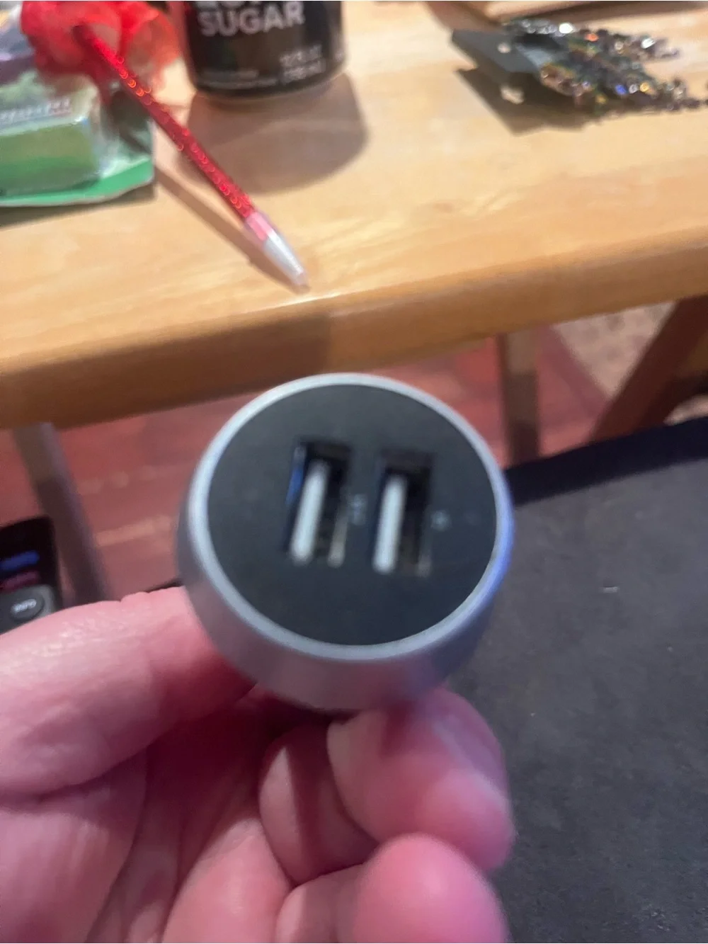 Compact Black and Silver Car Charger